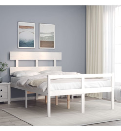 Cadre de lit avec tête de lit blanc 120x200 cm bois massif
