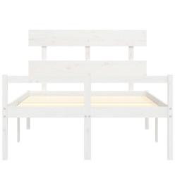 Cadre de lit avec tête de lit blanc 120x200 cm bois massif