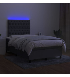 Sommier tapissier et matelas et LED Gris foncé 120x200 cm Tissu