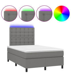 Sommier tapissier et matelas et LED Gris foncé 120x200 cm Tissu