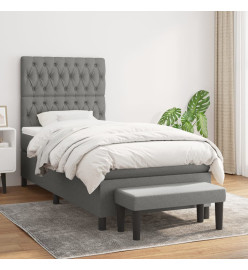 Lit à sommier tapissier avec matelas Gris foncé 90x200 cm Tissu