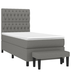 Lit à sommier tapissier avec matelas Gris foncé 90x200 cm Tissu