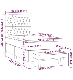 Lit à sommier tapissier avec matelas Gris foncé 90x200 cm Tissu