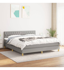 Lit à sommier tapissier avec matelas Gris clair 180x200cm Tissu