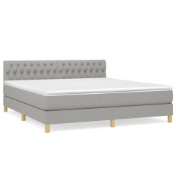 Lit à sommier tapissier avec matelas Gris clair 180x200cm Tissu