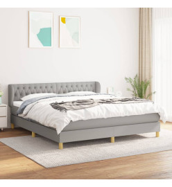 Lit à sommier tapissier avec matelas Gris clair 180x200cm Tissu