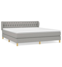Lit à sommier tapissier avec matelas Gris clair 180x200cm Tissu