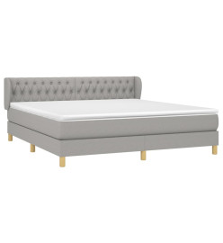 Lit à sommier tapissier avec matelas Gris clair 180x200cm Tissu