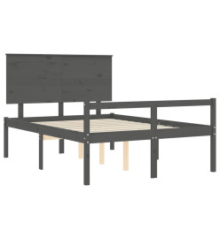 Cadre de lit avec tête de lit gris 140x200 cm bois massif