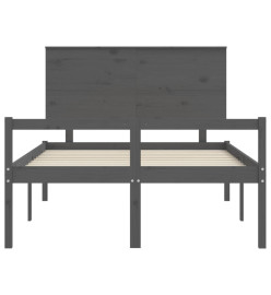 Cadre de lit avec tête de lit gris 140x200 cm bois massif