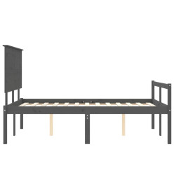 Cadre de lit avec tête de lit gris 140x200 cm bois massif
