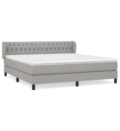Lit à sommier tapissier avec matelas Gris clair 180x200cm Tissu