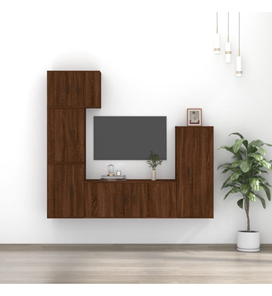 Ensemble de meubles TV 5 pcs Chêne marron Bois d'ingénierie