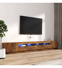 Ensemble de meubles TV avec lumières LED 3 pcs Chêne fumé