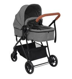 Poussette pour bébé 2-en-1 Gris clair et noir Acier