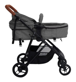 Poussette pour bébé 2-en-1 Gris clair et noir Acier