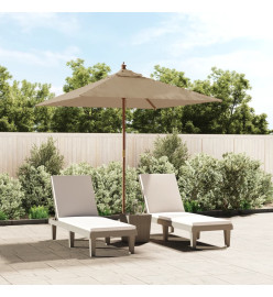 Parasol de jardin avec mât en bois taupe 198x198x231 cm