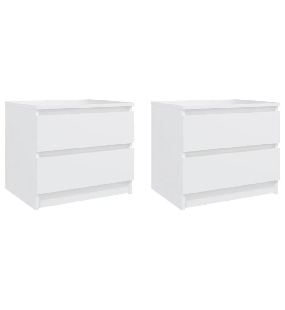 Tables de chevet 2 pcs Blanc 50x39x43,5 cm Aggloméré