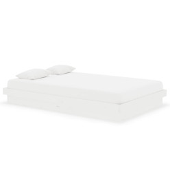 Cadre de lit blanc bois massif 120x190 cm petit double