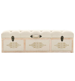 Banc de rangement 110 cm Crème Bois de sapin massif et tissu