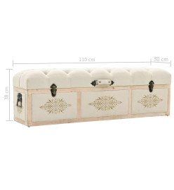 Banc de rangement 110 cm Crème Bois de sapin massif et tissu