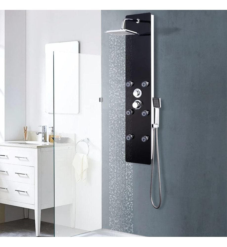 Panneau de douche Verre 25 x 44,6 x 130 cm Noir