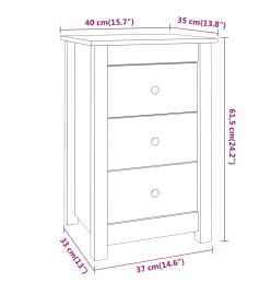 Tables de chevet 2 pcs 40x35x61,5 cm Bois de pin massif