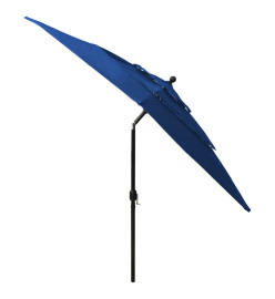 Parasol à 3 niveaux avec mât en aluminium Bleu azuré 2,5x2,5 m