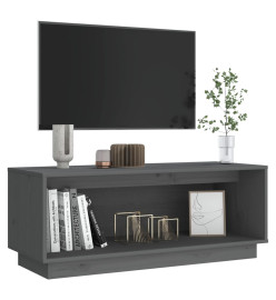 Meuble TV Gris 90x35x35 cm Bois de pin massif