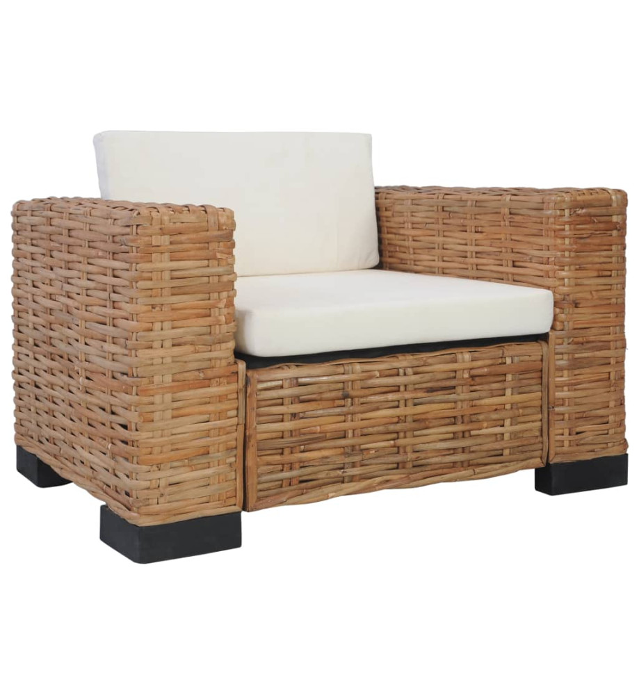 Fauteuil avec coussins Rotin naturel