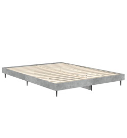Cadre de lit gris béton 140x190 cm bois d'ingénierie