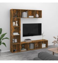 Ensemble bibliothèque/meuble TV 3 pcs Chêne fumé 180x30x180 cm