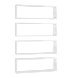 Étagère cube murale 4 pcs Blanc brillant 80x15x26,5cm Aggloméré