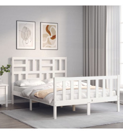 Cadre de lit avec tête de lit blanc 140x190 cm bois massif