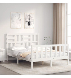 Cadre de lit avec tête de lit blanc 140x190 cm bois massif