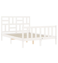 Cadre de lit avec tête de lit blanc 140x190 cm bois massif