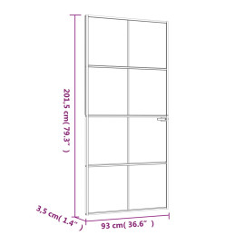 Porte d'intérieur Noir 93x201,5 cm Trempé verre aluminium fin