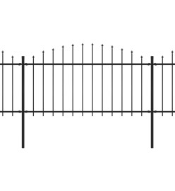 Clôture de jardin à dessus en lance Acier (1,25-1,5)x3,4 m Noir