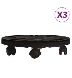 Chariots à plantes avec roues 3 pcs Diamètre 30 cm Noir 170 kg