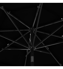 Parasol à 3 niveaux avec mât en aluminium Noir 3 m