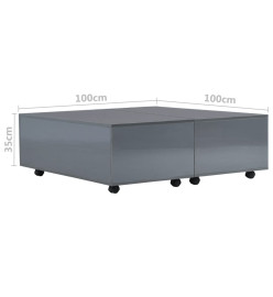 Table basse Gris brillant 100 x 100 x 35 cm