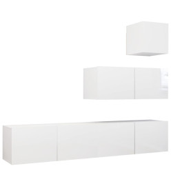 Ensemble de meuble TV 4 pcs Blanc brillant Aggloméré