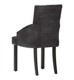 Chaises à manger lot de 2 noir cuir de chèvre véritable