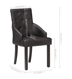 Chaises à manger lot de 2 noir cuir de chèvre véritable