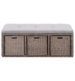 Banc avec 3 paniers Jacinthe d'eau 105 x 40 x 42 cm Gris