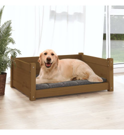 Lit pour chien Marron miel 75,5x55,5x28 cm Bois de pin solide