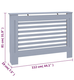 Cache-radiateur Anthracite 112x19x81 cm MDF