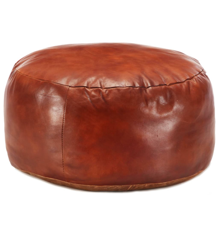 Pouf 60 x 30 cm Brun roux Cuir véritable de chèvre