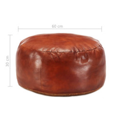 Pouf 60 x 30 cm Brun roux Cuir véritable de chèvre