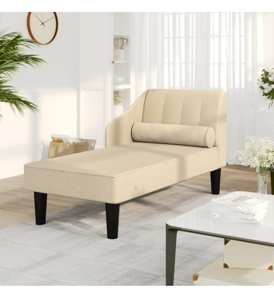 Chaise longue avec traversin crème tissu